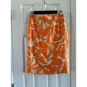 J. Crew Orange Patterned Linen Skirt